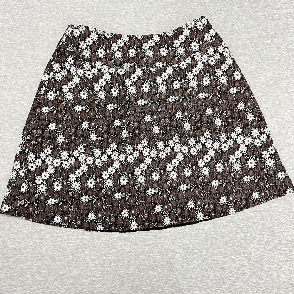 Tuckernuck‎ Daisy Mini Skirt Womens M/L 30" W Black White Brocade A-Line Y2K